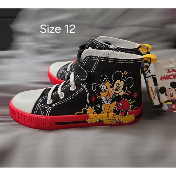 NWT Mickey Mouse Toddler Hi Top Sneakers Size 12 / Mickey and Pluto - Picture 1 of 5